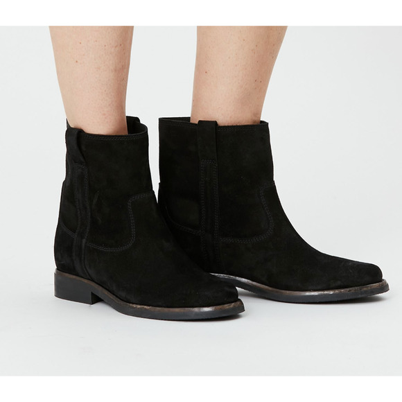 Isabel Marant Crisi Slouchy Black Suede Ankle Boots Booties sz 37 Hidden Wedge - Picture 4 of 15